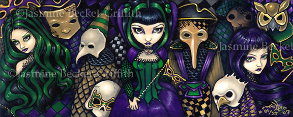 Dark Mardi Gras New Hand embellished 15x6 Limited Edition Signed 